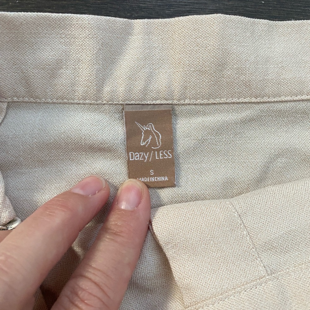 Dazy Cream Linen Blend Button Front Midi Skirt Neutral Minimalist - Picture 2 of 6